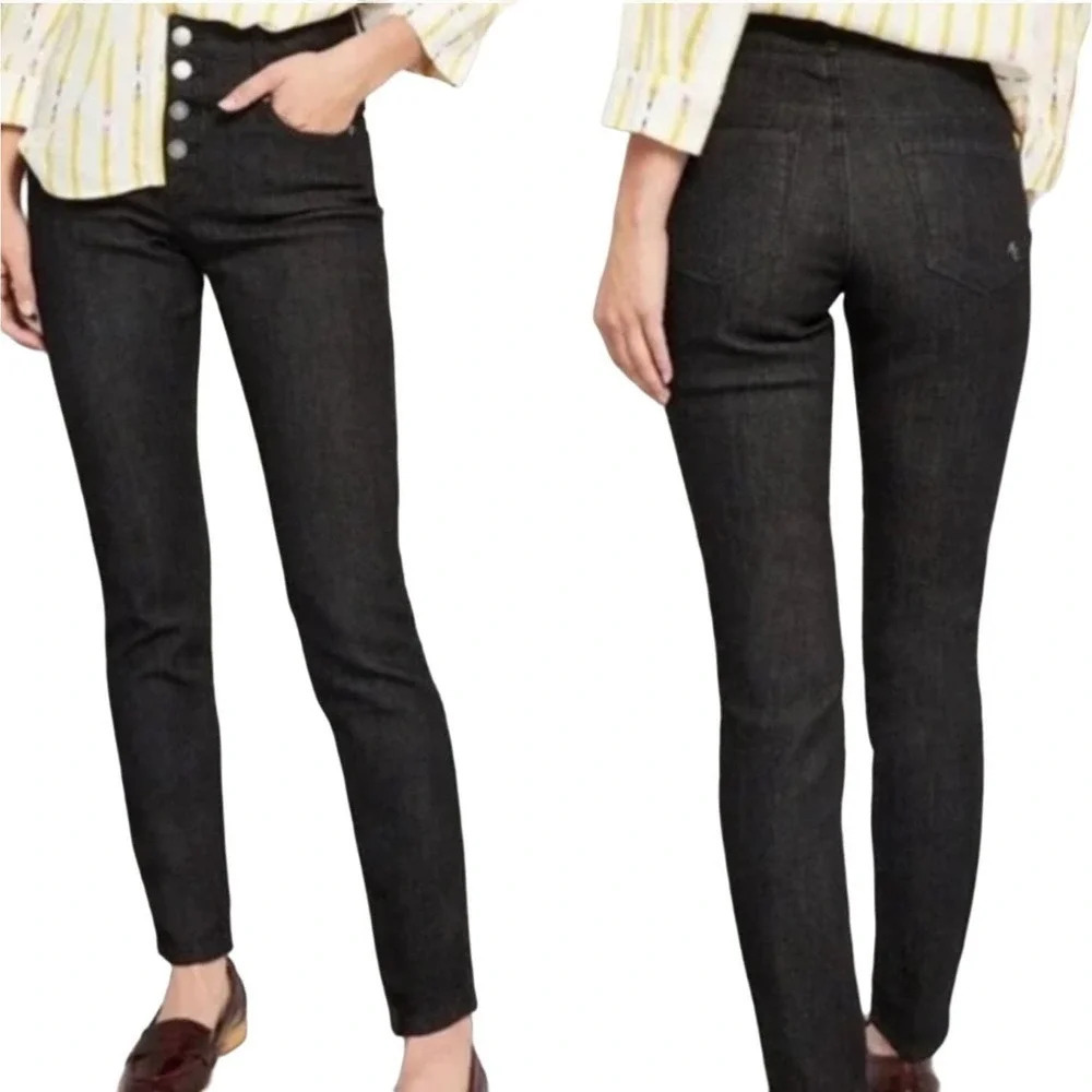Modcloth Women's Karaoke High Rise Button Fly Skinny Jeans Size 4 Black Pockets - Picture 14 of 14